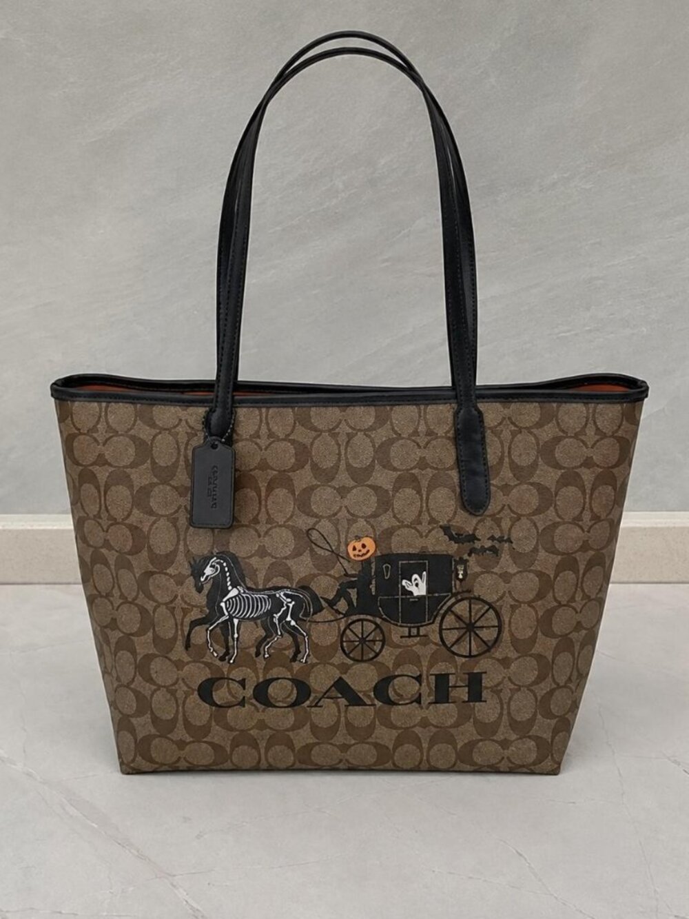 COACH Halloween Skeleton Horse & Carriage City Tote Bag